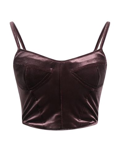 Soallure Woman Top Chocolate Brown Size 8 Polyester, Elastane In Brown