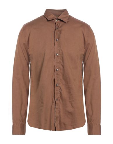 Xacus Man Shirt Brown Size 16 Cotton