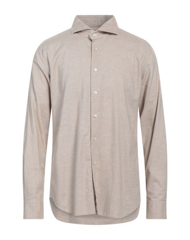 Xacus Man Shirt Sand Size 17 Cotton, Cashmere In Beige