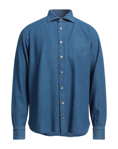 Borriello Napoli Man Shirt Blue Size 17 Cotton