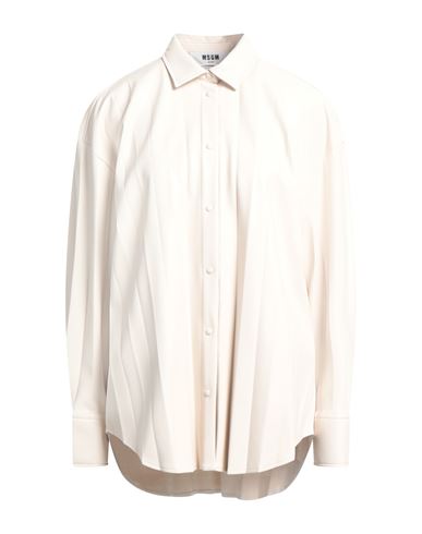 Msgm Woman Shirt Cream Size 10 Polyester In White