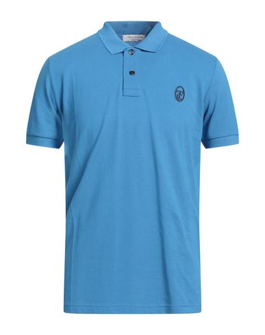 Trussardi Collection Man Polo Shirt Azure Size Xl Cotton In Blue