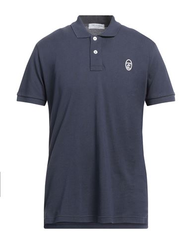 Trussardi Collection Man Polo Shirt Midnight Blue Size Xxl Cotton