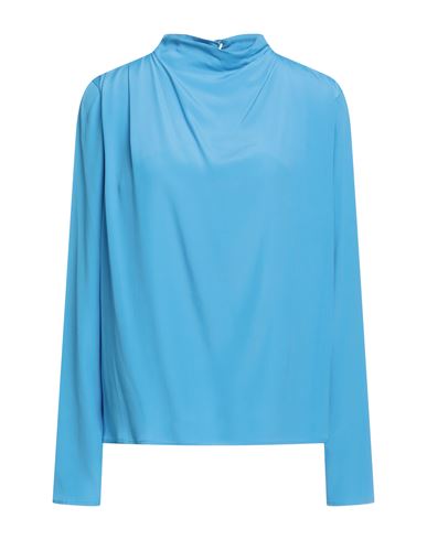 Ottod'ame Woman Top Azure Size 6 Acetate, Silk In Blue