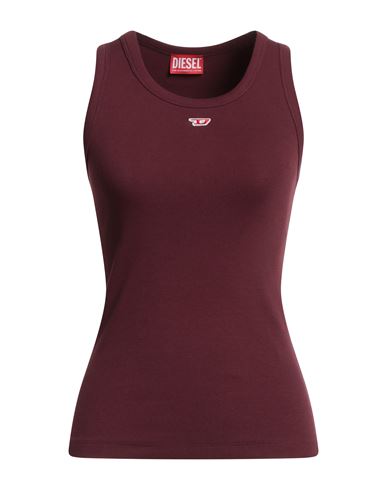 Diesel Woman Tank Top Deep Purple Size Xl Cotton, Elastane