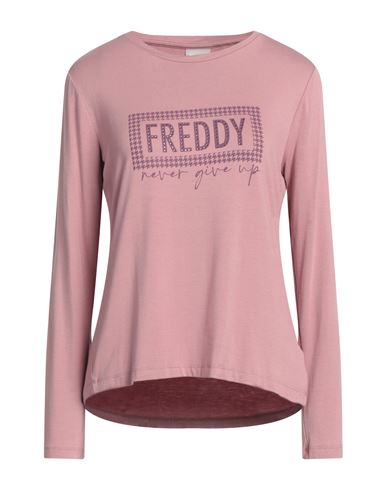 Freddy Woman T-shirt Pastel Pink Size L Viscose, Polyester, Elastane