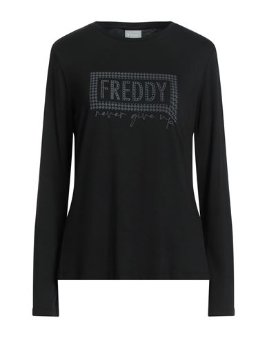 Freddy Woman T-shirt Black Size Xs Viscose, Polyester, Elastane