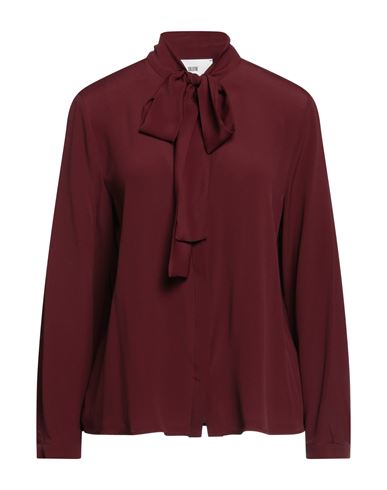 Solotre Woman Shirt Burgundy Size 10 Acetate, Silk In Red