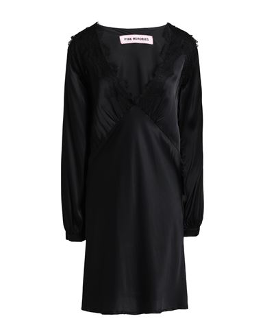 Pink Memories Woman Mini Dress Black Size 4 Viscose, Elastane, Cotton, Polyamide
