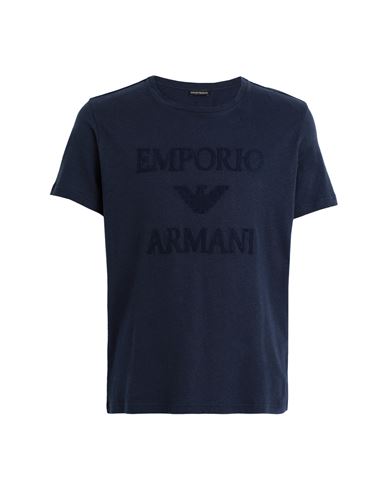Emporio Armani Man Undershirt Navy Blue Size L Cotton, Linen
