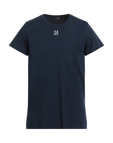 14bros Man T-shirt Navy Blue Size M Cotton