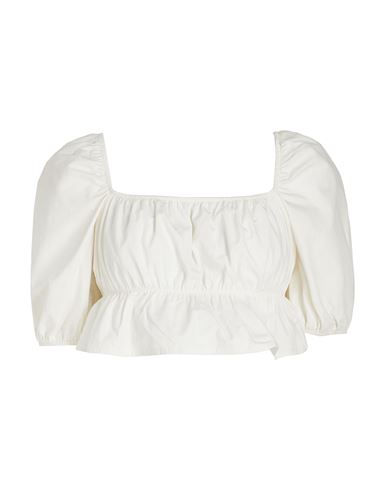 8 By Yoox Cotton Puff-sleeve Crop Top Woman T-shirt Ivory Size 12 Cotton In White