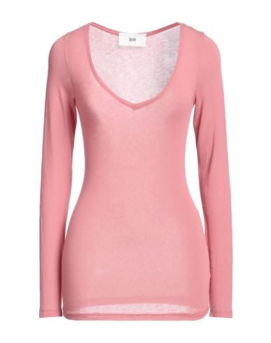 Solotre Woman T-shirt Salmon Pink Size 4 Viscose, Polyamide, Wool, Elastane