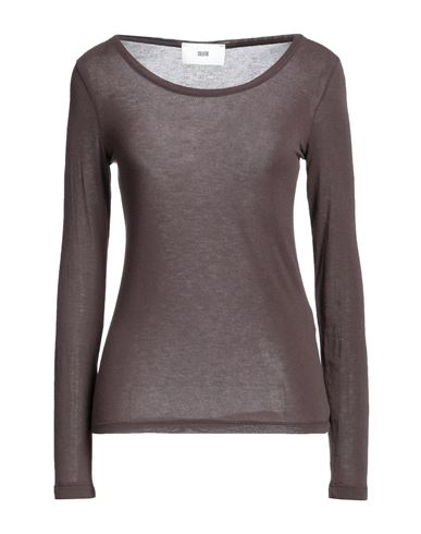 Solotre Woman T-shirt Dark Brown Size 1 Viscose, Polyamide, Wool, Elastane