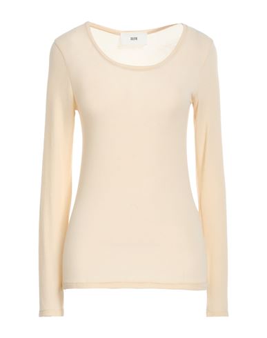 Solotre Woman T-shirt Beige Size 4 Viscose, Polyamide, Wool, Elastane