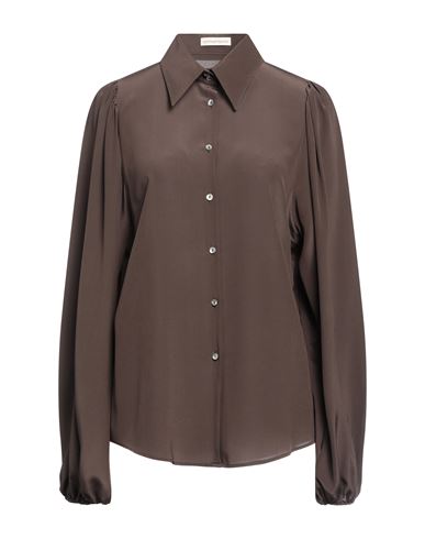 Camicettasnob Woman Shirt Dark Brown Size 10 Silk
