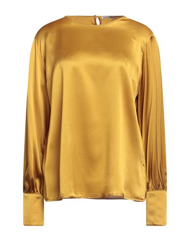 Camicettasnob Woman Top Mustard Size 14 Silk, Elastane In Yellow