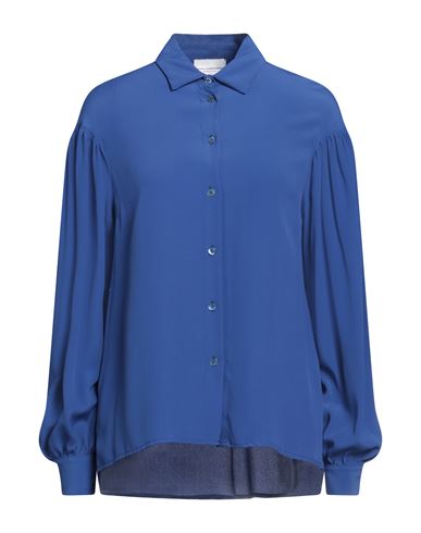 Atos Lombardini Woman Shirt Blue Size 6 Acetate, Silk