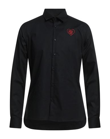 Family First Milano Man Shirt Black Size S Cotton, Elastane