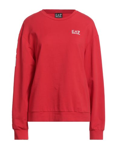 Shop Ea7 Woman Sweatshirt Red Size L Cotton, Elastane