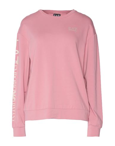 Shop Ea7 Woman Sweatshirt Pastel Pink Size S Cotton, Elastane