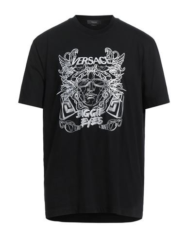 Versace Man T-shirt Black Size M Cotton, Viscose