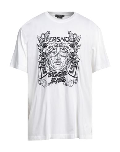 Versace Man T-shirt White Size L Cotton, Viscose