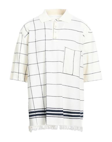 Maison Margiela Man Polo Shirt Midnight Blue Size M Wool, Acrylic, Linen, Polyester