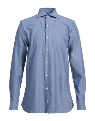 Sonrisa Man Shirt Blue Size 17 Cotton In Blu Navy