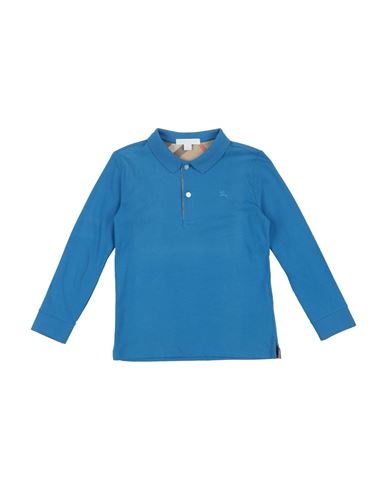 Shop Burberry Toddler Boy Polo Shirt Azure Size 6 Cotton In Blue