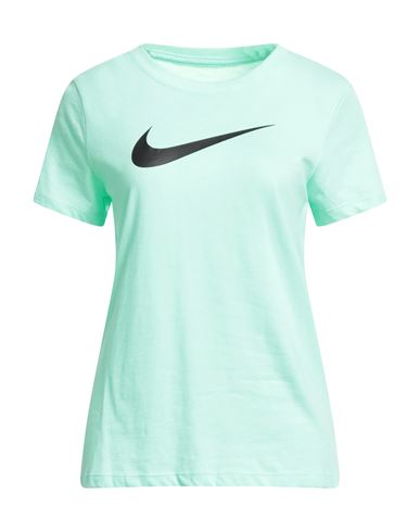 Nike Woman T-shirt Light Green Size M Cotton, Polyester
