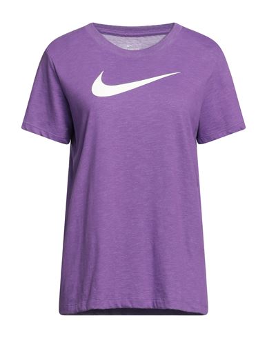 Nike Woman T-shirt Purple Size M Cotton, Polyester
