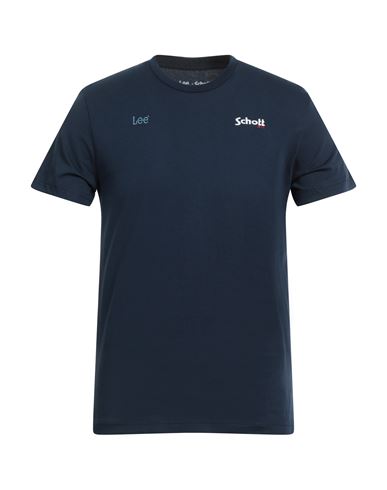 Lee X Schott Nyc Man T-shirt Navy Blue Size Xxl Cotton