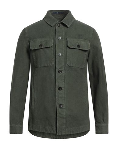 Drumohr Man Shirt Military Green Size 38 Cotton