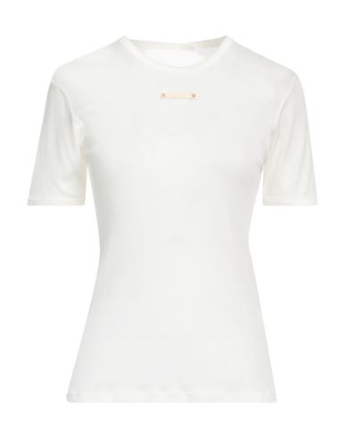 Mm6 Maison Margiela Woman T-shirt White Size L Cotton, Silk
