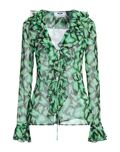 Msgm Woman Shirt Black Size 8 Polyester In Green
