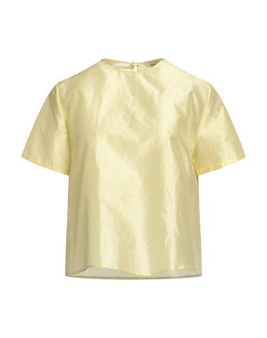 Woman Blouse Light Yellow Size 4 Polyester, Silk