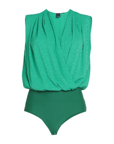 Pinko Woman Bodysuit Green Size 4 Acetate, Silk, Polyamide, Elastane
