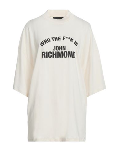 John Richmond Woman T-shirt Cream Size L Cotton In White