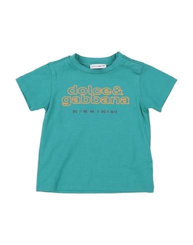Shop Dolce & Gabbana Newborn Boy T-shirt Emerald Green Size 3 Cotton