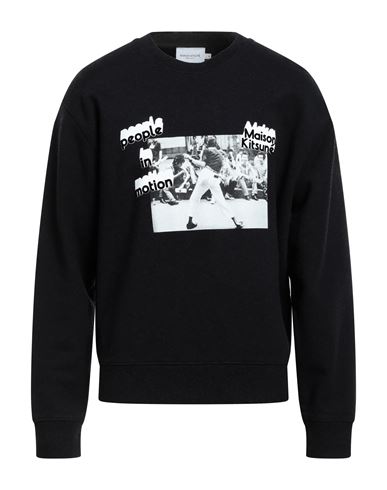 Maison Kitsuné Man Sweatshirt Black Size Xl Cotton, Wool