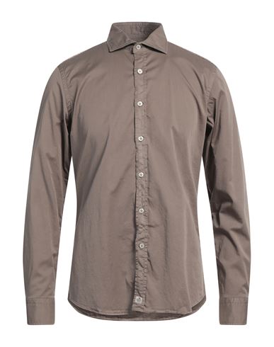 Shop Sonrisa Man Shirt Light Brown Size 16 ½ Cotton, Elastane In Beige