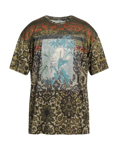 Shop Etro Man T-shirt Military Green Size L Cotton, Polyester