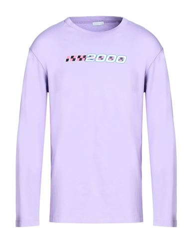 8 By Yoox Organic Cotton L/sleeve T-shirt With Print Man T-shirt Lilac Size Xxl Cotton In Purple