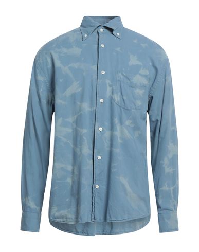 Gant X Wrangler Man Shirt Sky Blue Size 16 Cotton, Wool