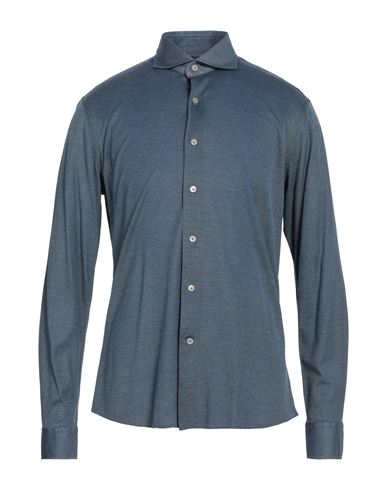 ALESSANDRO GHERARDI ALESSANDRO GHERARDI MAN SHIRT SLATE BLUE SIZE 17 COTTON