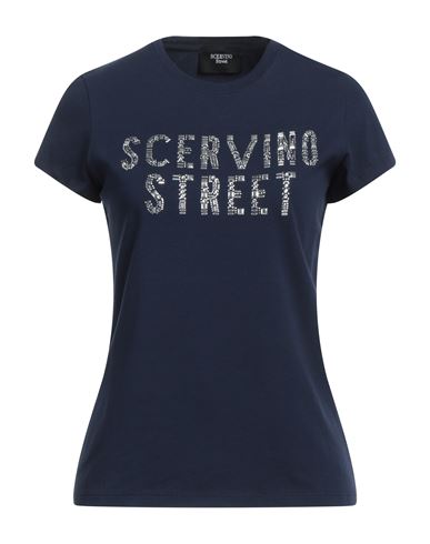 Scervino Woman T-shirt Navy Blue Size Xl Cotton, Elastane
