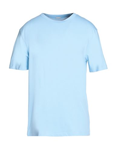 8 By Yoox Printed Cotton T-shirt Man T-shirt Sky Blue Size Xl Cotton