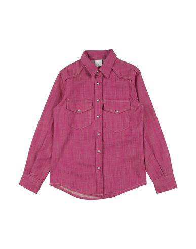 Giro Quadro Babies'  Toddler Girl Denim Shirt Fuchsia Size 6 Cotton In Pink