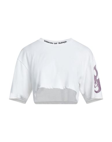 Vision Of Super Woman Top White Size M Cotton In Red